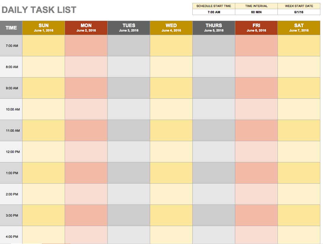 Free Daily Schedule Templates for Excel - Smartsheet