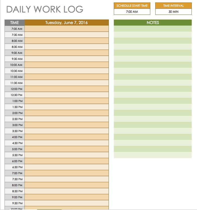 Free Daily Schedule Templates for Excel Smartsheet