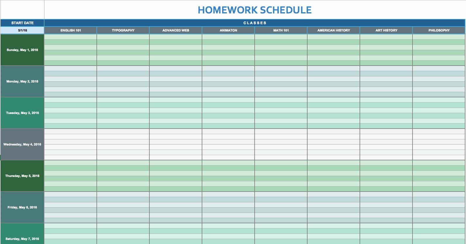 Homework check off template