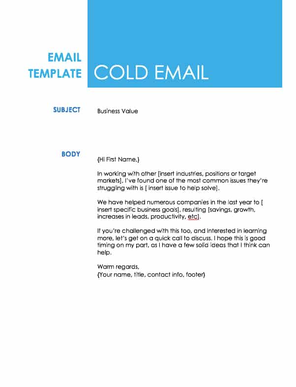 sales cold email template