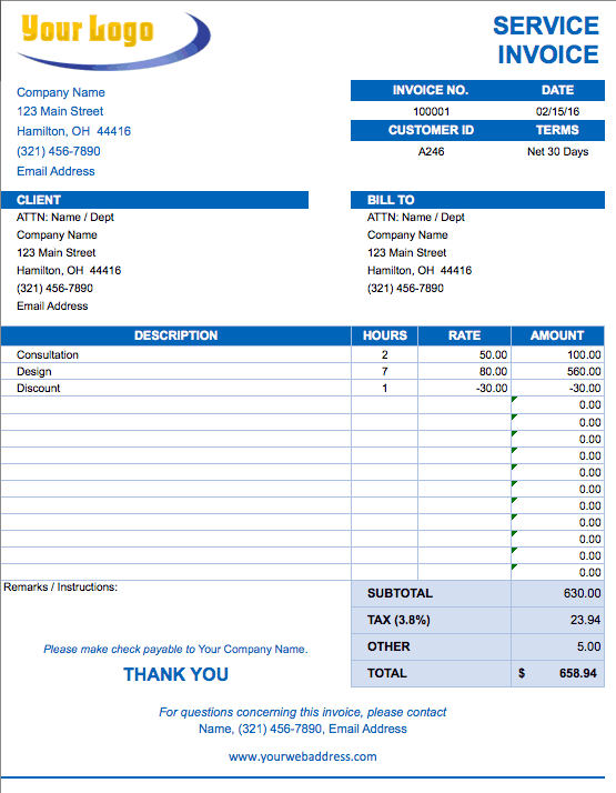 Free Excel Invoice Templates - Smartsheet