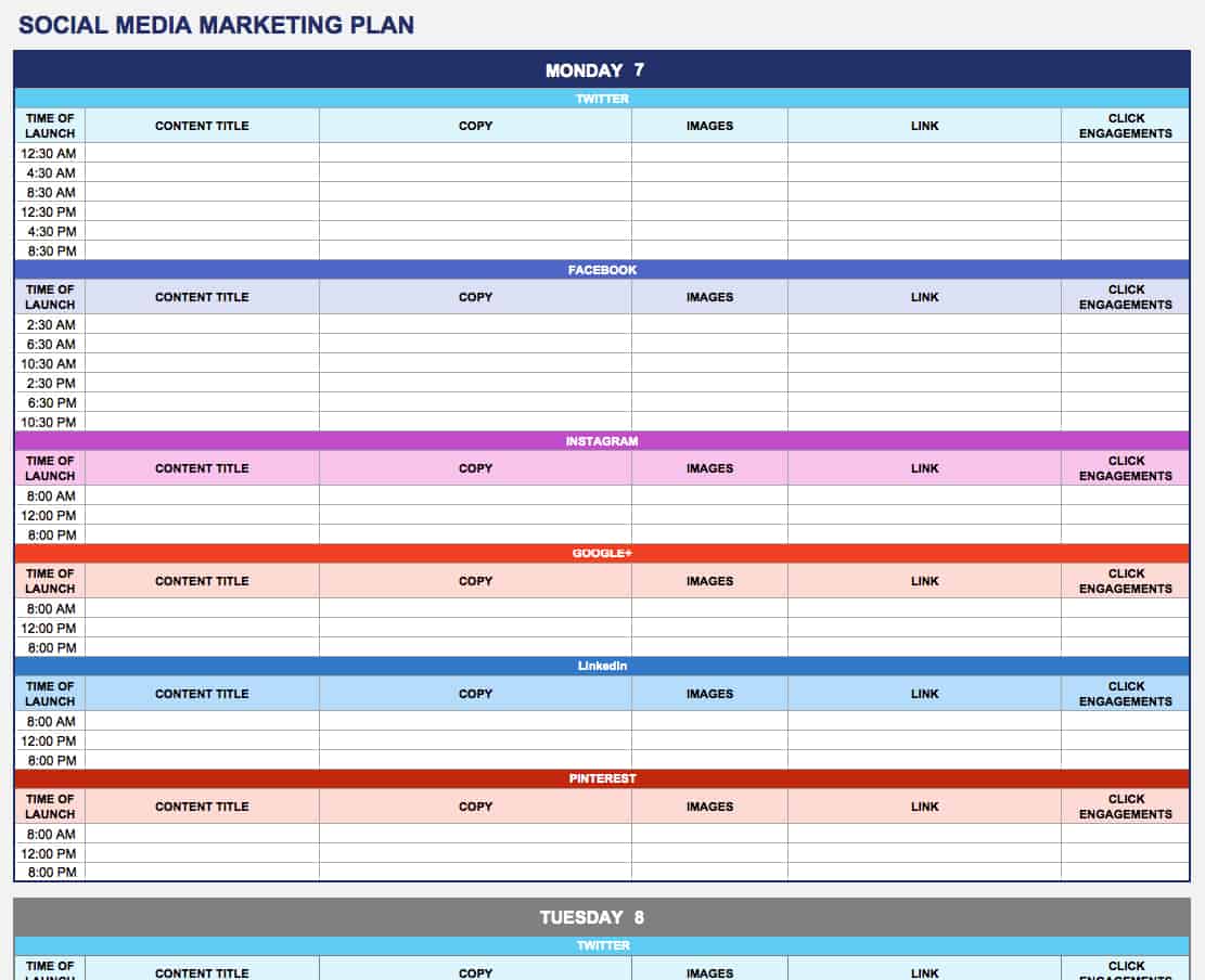 free marketing plan template excel