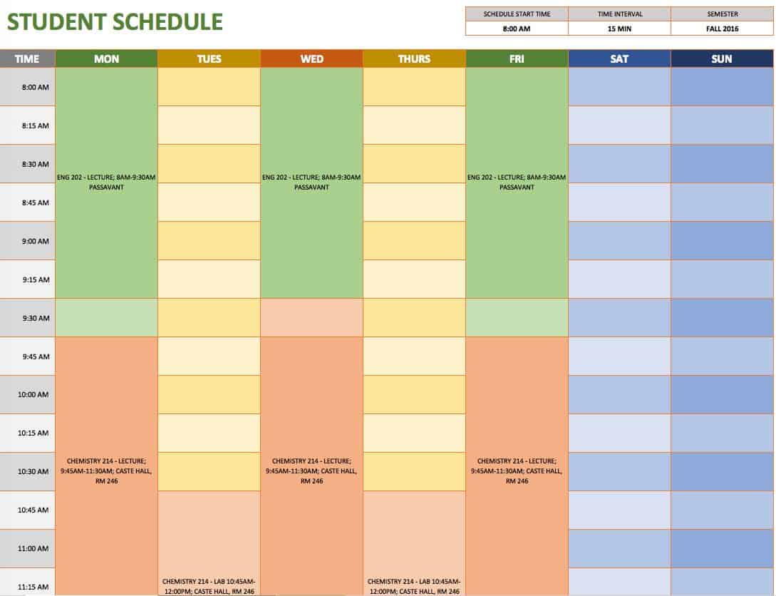 Free Weekly Schedule Templates For Excel - Smartsheet