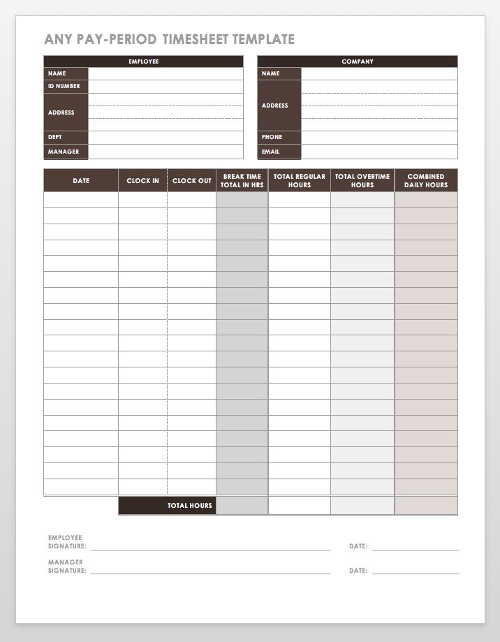 17 Free Timesheet and Time Card Templates Smartsheet