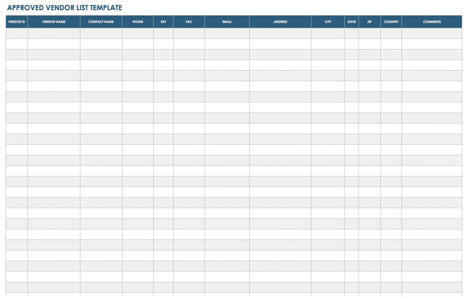 IC Approved Vendor List Template