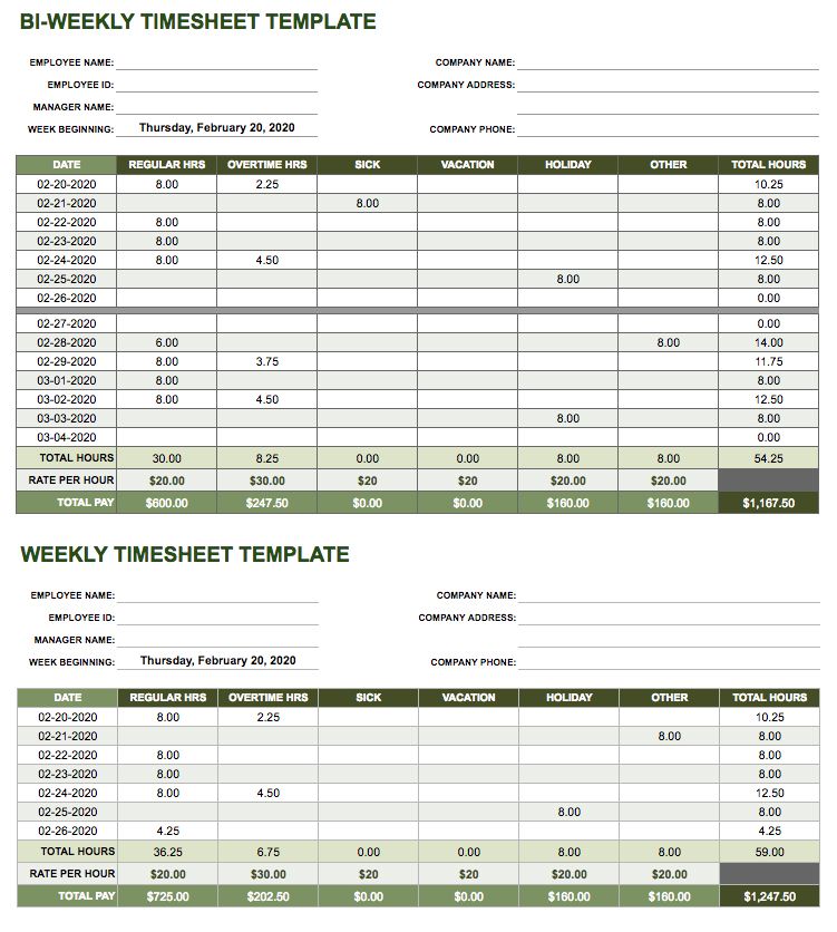 17 Free Timesheet and Time Card Templates Smartsheet