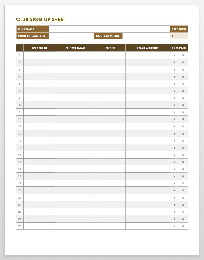 Free Sign-in and Sign-up Sheet Templates | Smartsheet