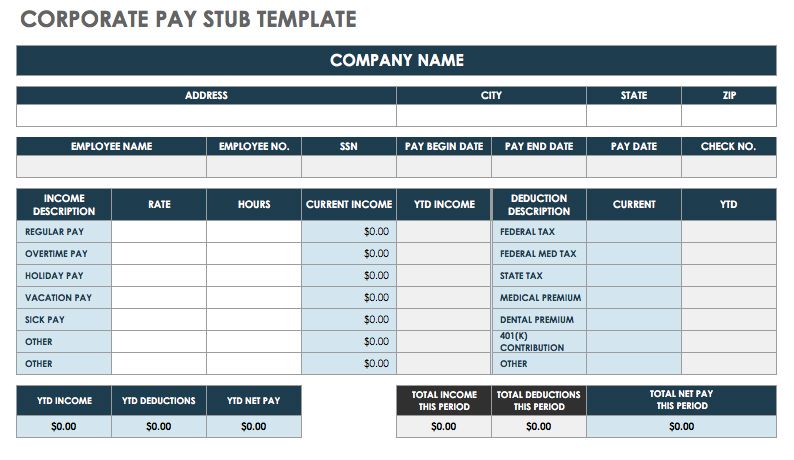 Does Excel Have Pay Stub Template