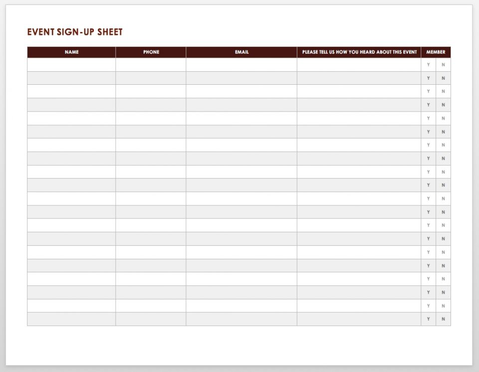 Free Sign-in and Sign-up Sheet Templates | Smartsheet