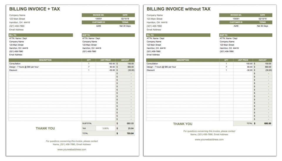 Free Google Docs Invoice Templates  Smartsheet