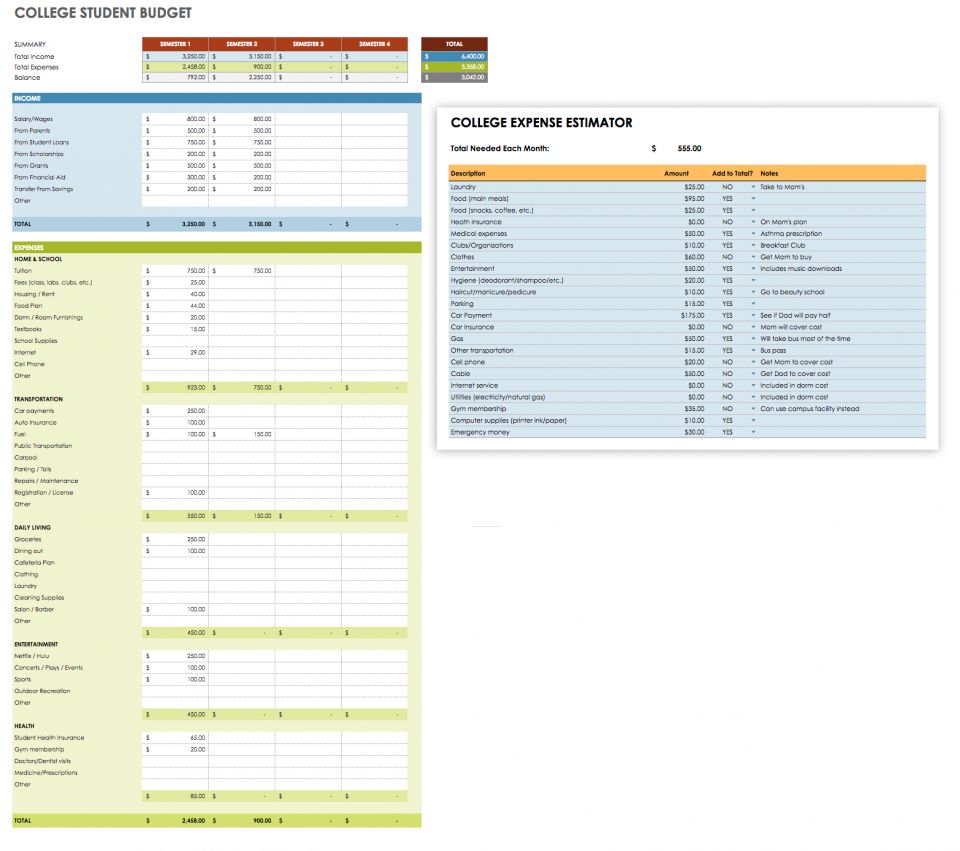 college semester planner