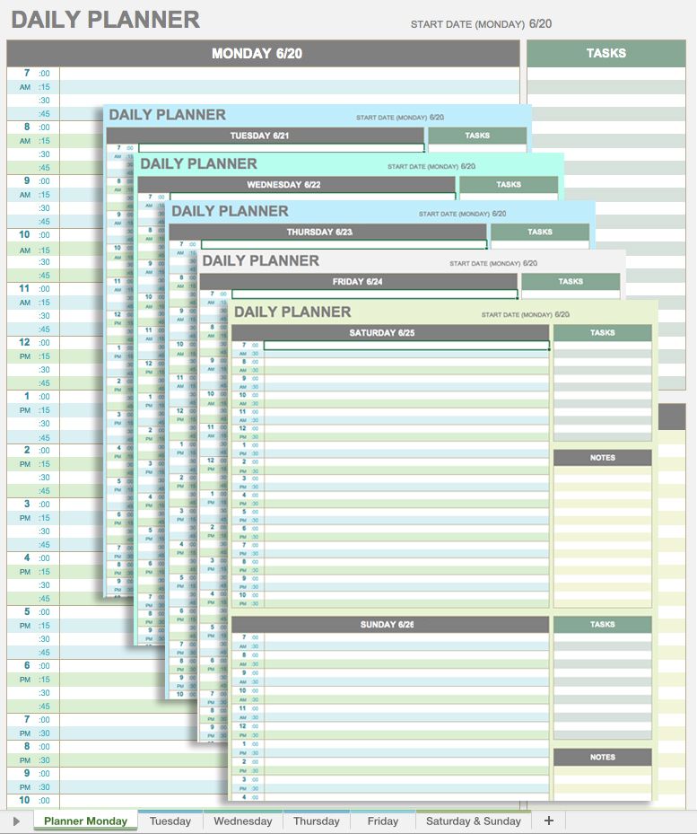 weekly planner google sheets template