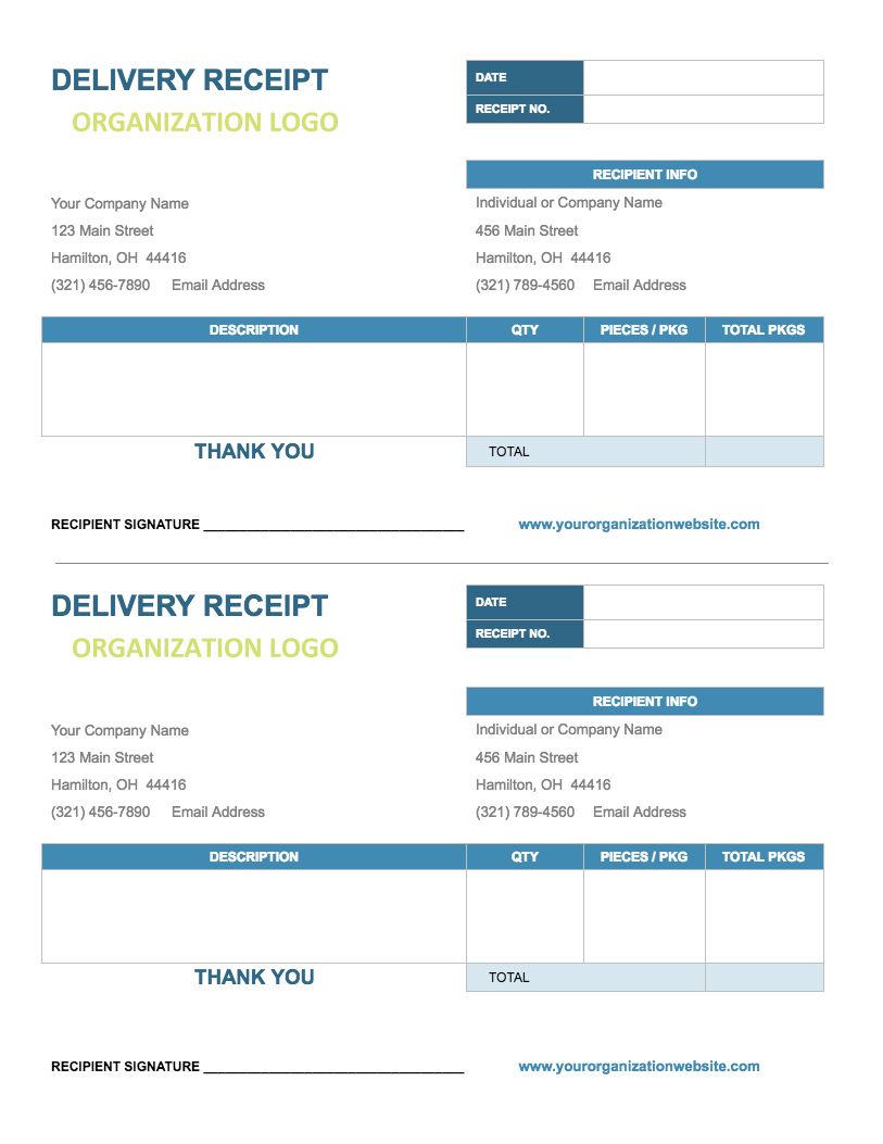 IC Google Delivery Receipt Template