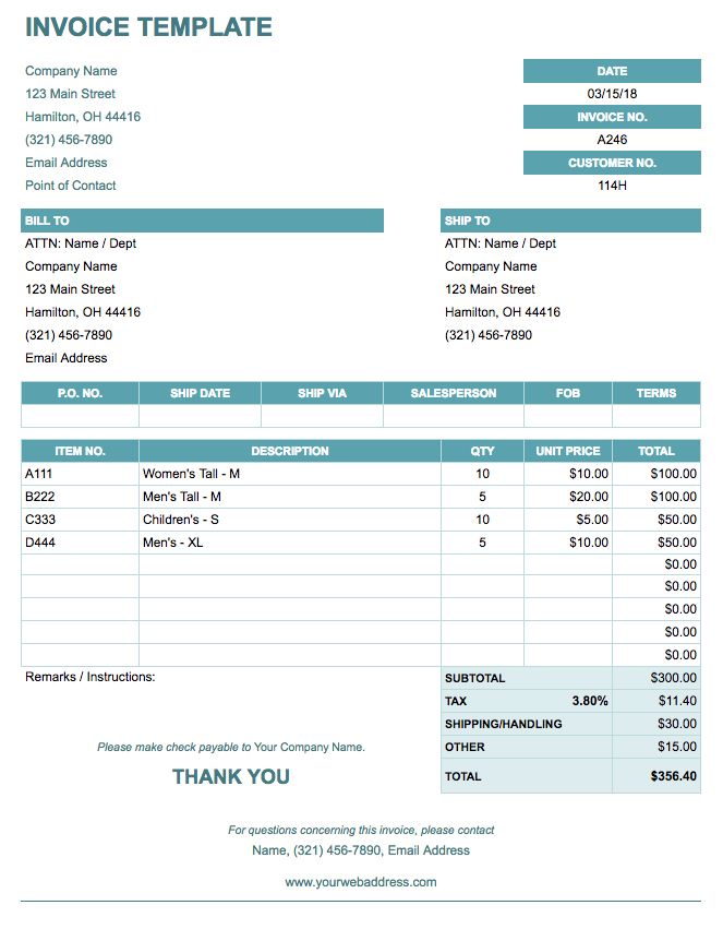 free invoice template google docs