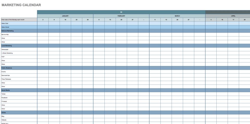 Google Sheets Monthly Schedule Template