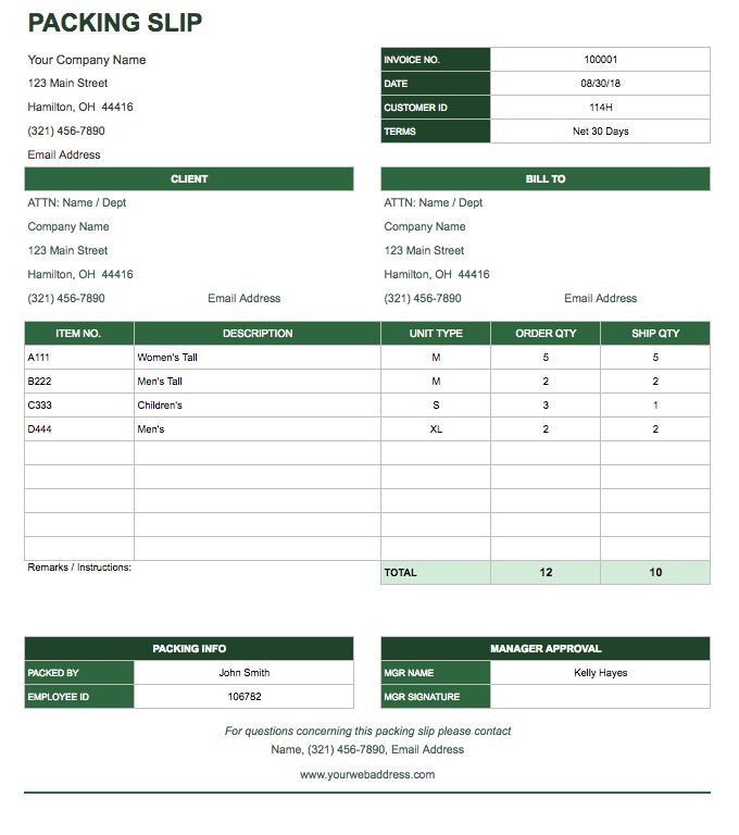 Google Docs Packing List Template