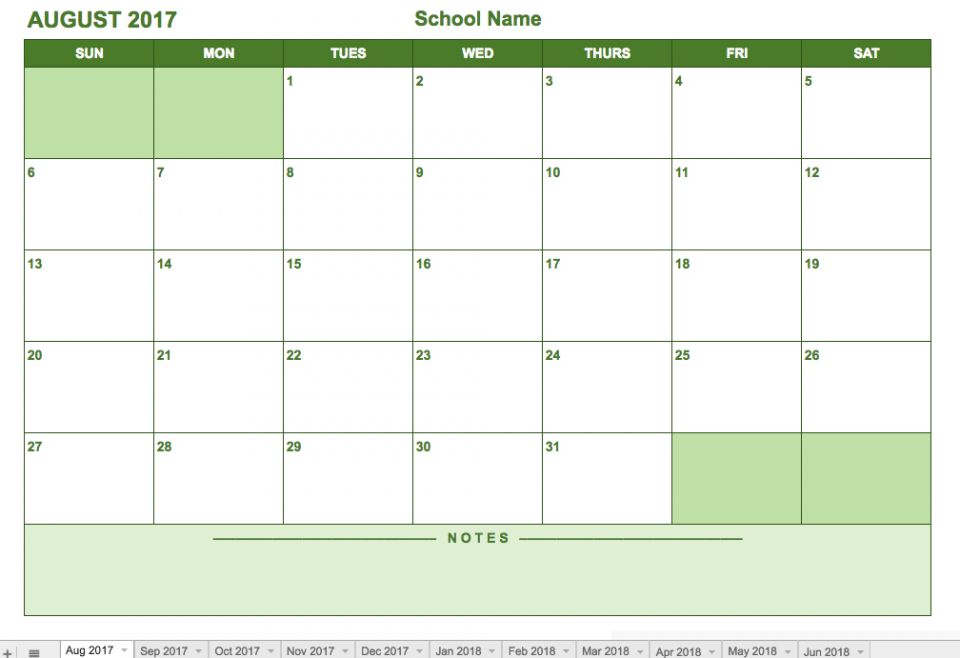 Google Slides Monthly Calendar Template