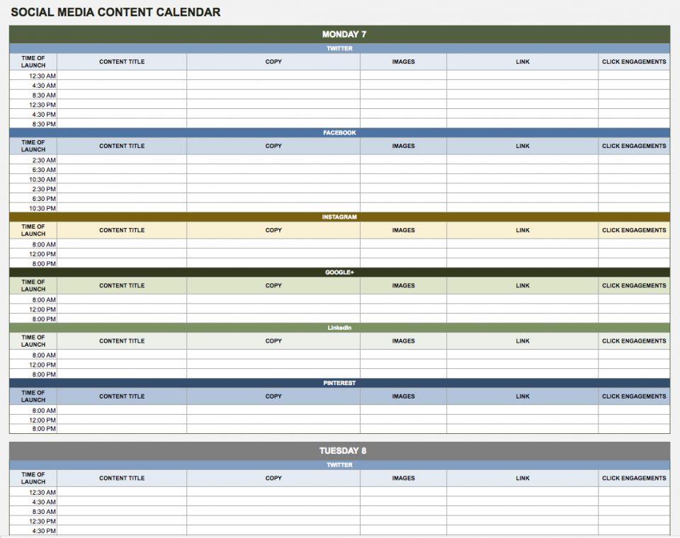 Social Media Content Planner Template Google Sheets