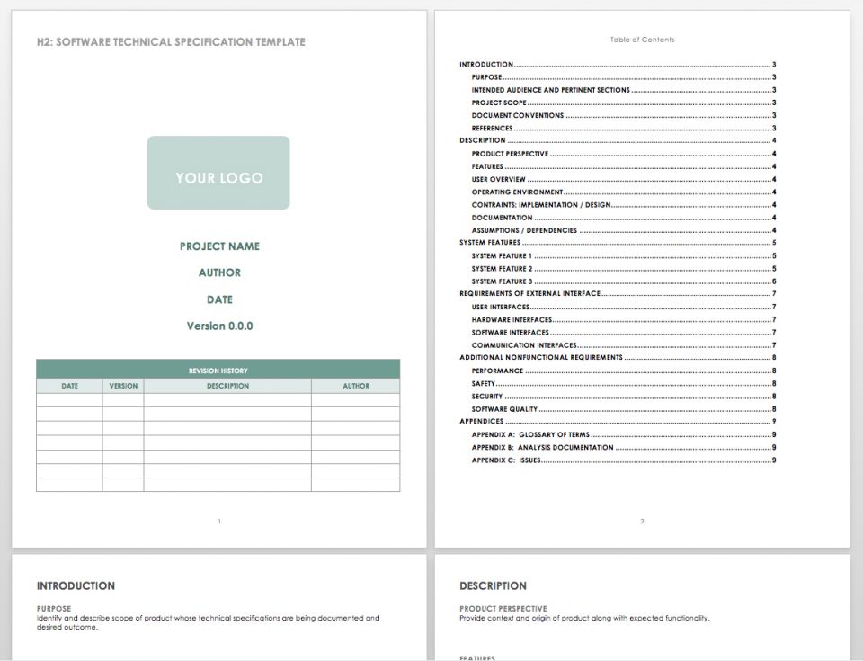 Word Template Technical Specification