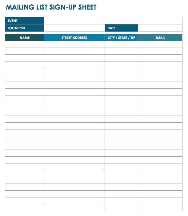 email sign up sheet