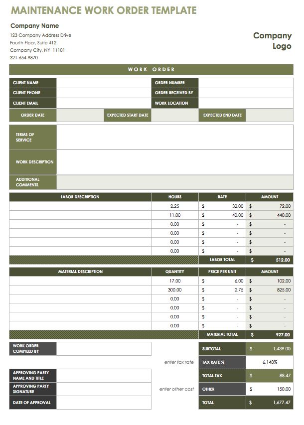 15 Free Work Order Templates Smartsheet