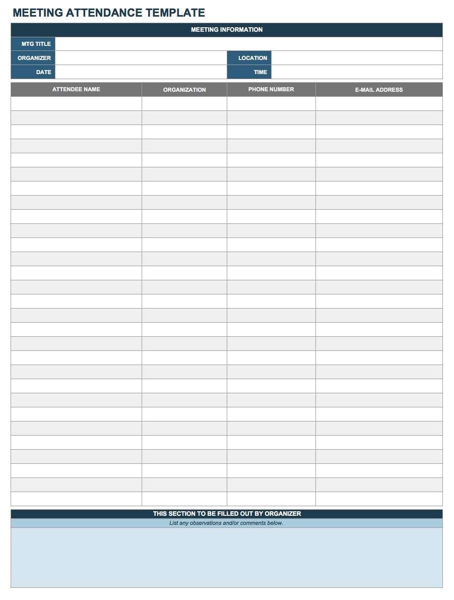 site visit attendance sheet