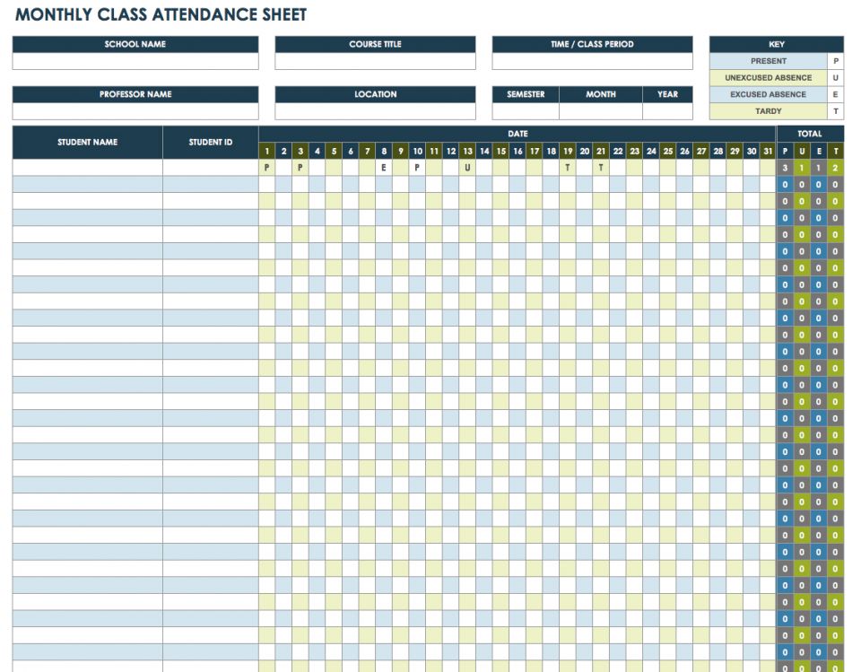 Attendance Sheet Template