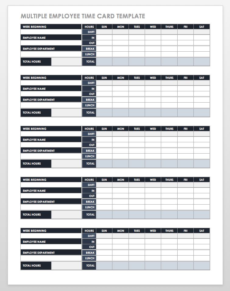 Employee Time Card Templates 7 Free Docs Xlsx PDF Formats 