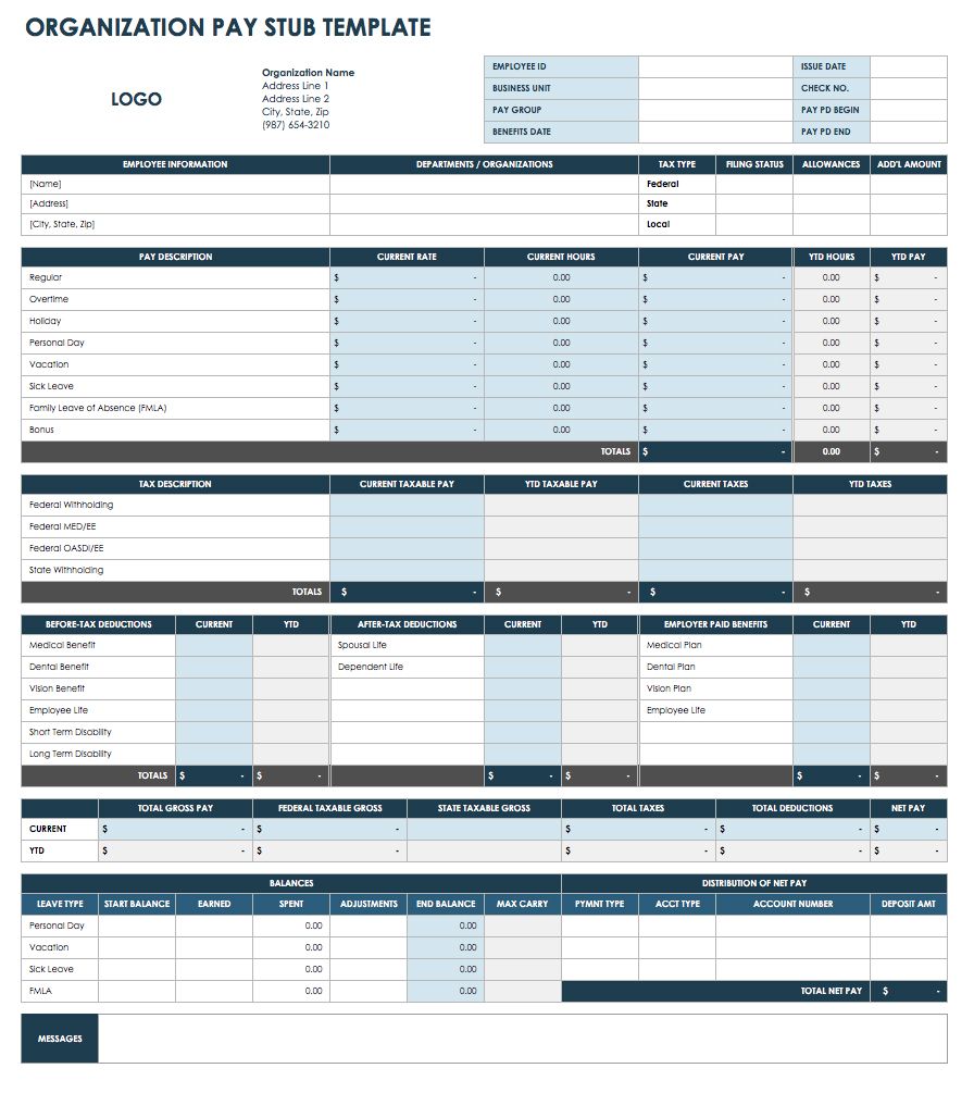 IC Organization Pay Stub Template