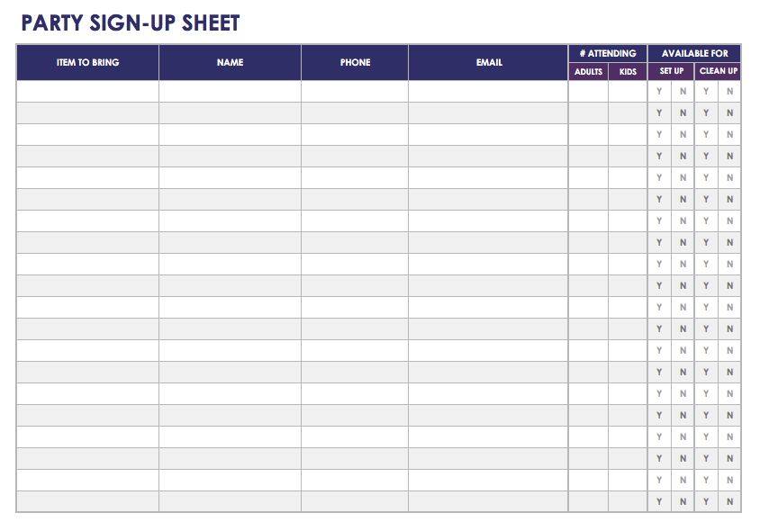 email sign up sheet