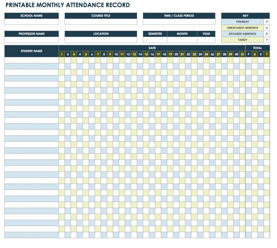 Free Attendance Spreadsheets and Templates  Smartsheet