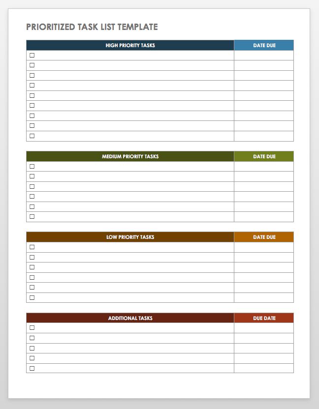 Prioritizing Tasks Worksheet Printable