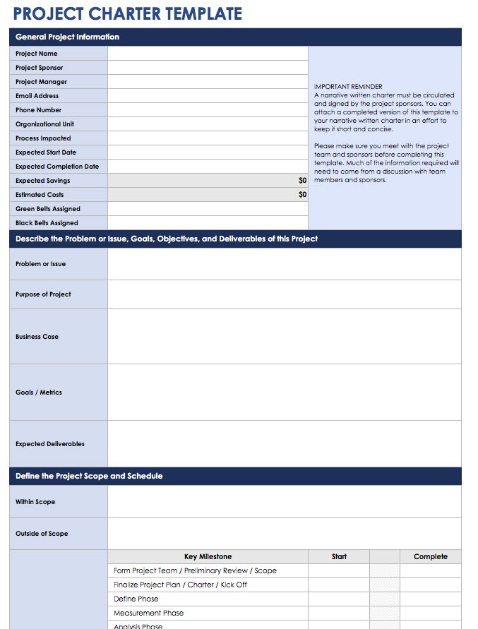 IC Project Charter Template