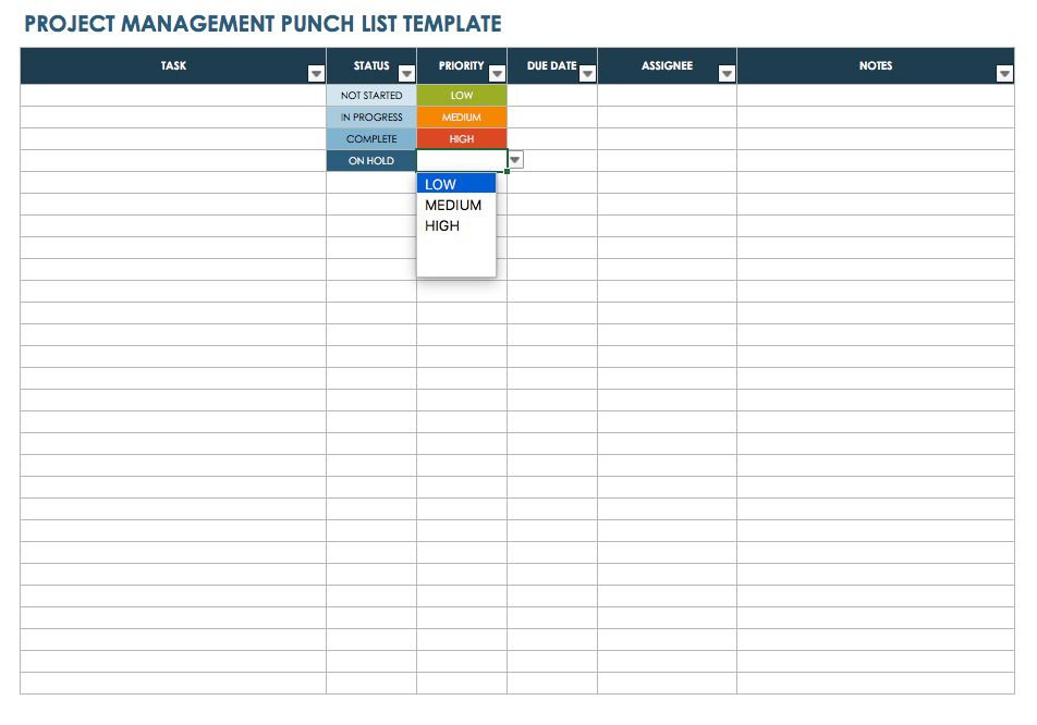 IC Project Management Punch List Template