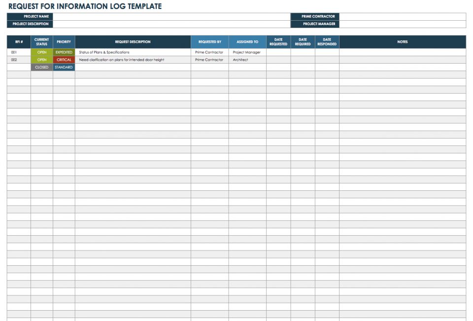 Free Request for Information Templates Smartsheet