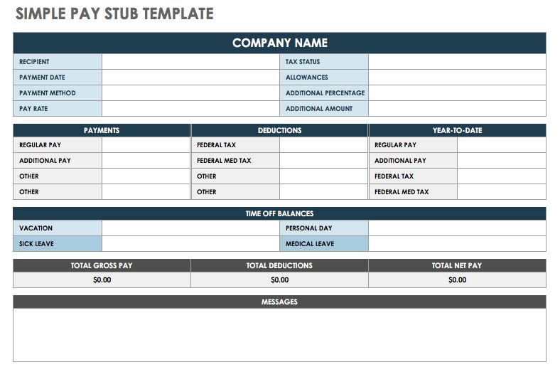 calculator payslip free Pay Free Stub  Templates Smartsheet