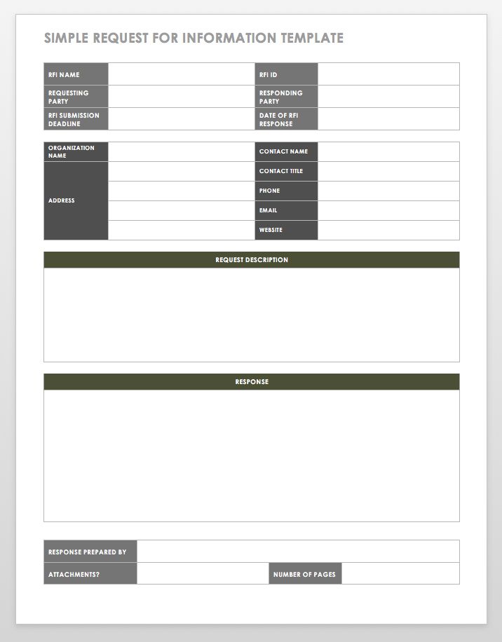 Free Request for Information Templates Smartsheet