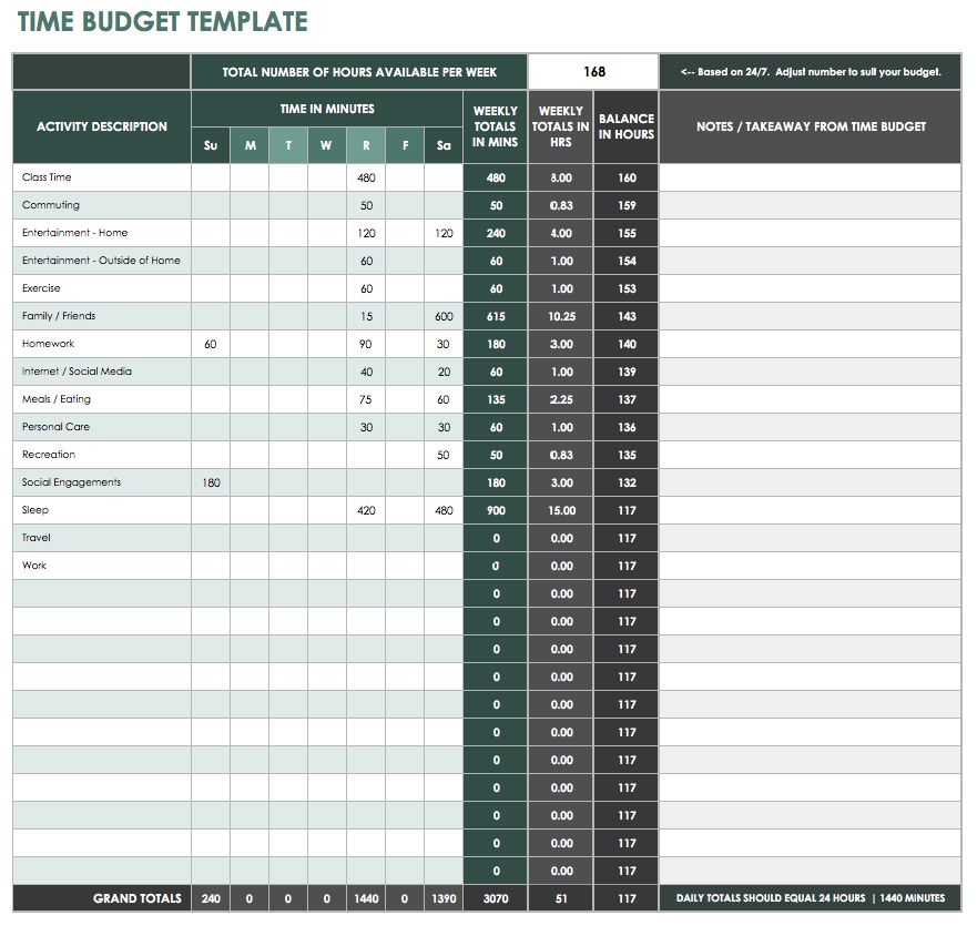 excel time management template