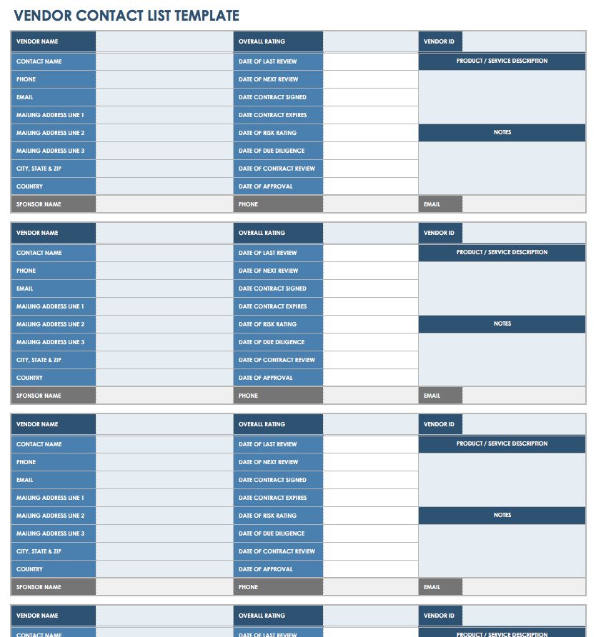 Free Vendor Management Excel Template Printable Templates