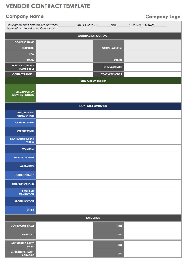 13 Free Vendor Templates Smartsheet