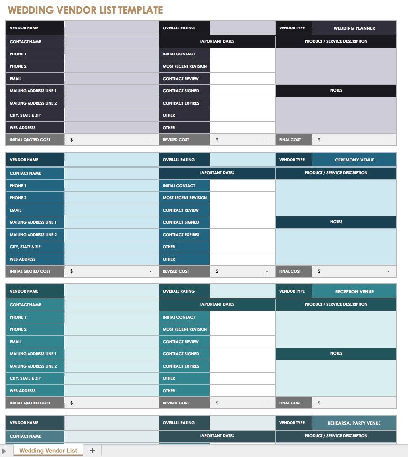 13 Free Vendor Templates Smartsheet