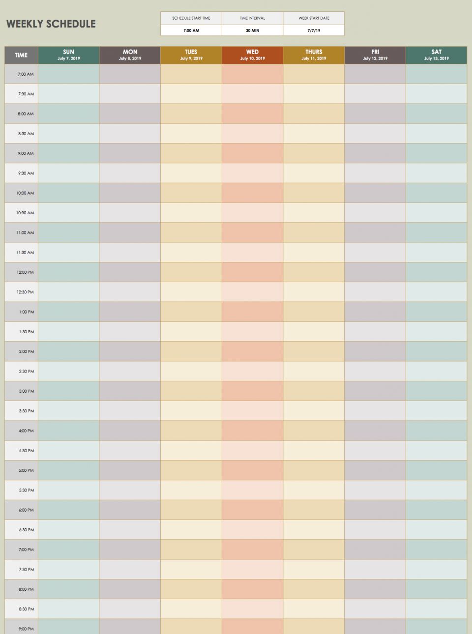 Time Management Weekly Schedule Template Weekly Planner Template Images