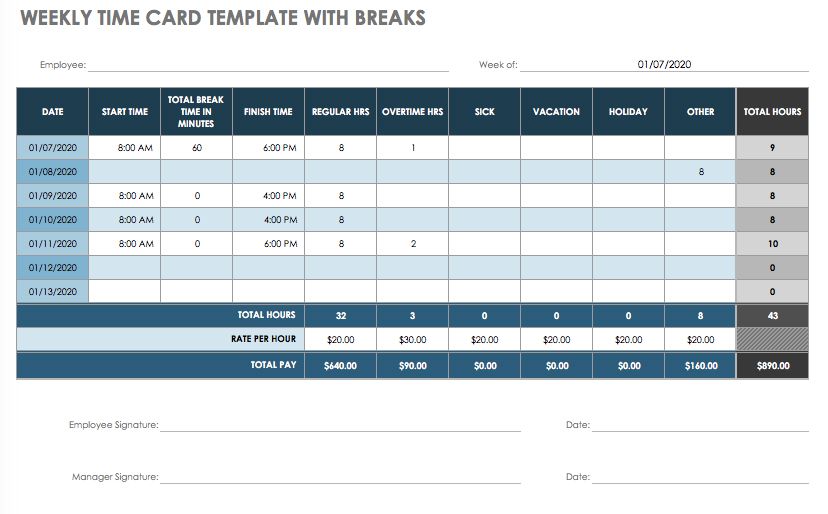 17 Free Timesheet and Time Card Templates  Smartsheet