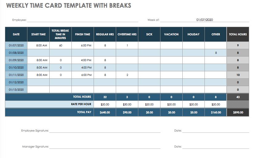 17 Free Timesheet and Time Card Templates | Smartsheet