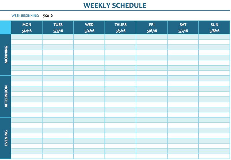 Free Weekly Schedule Templates For Excel Smartsheet