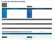 Construction Bid Sheet Template