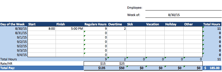 excel time management template