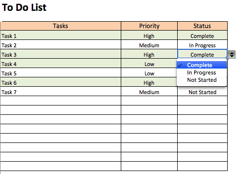 to do list tracker excel