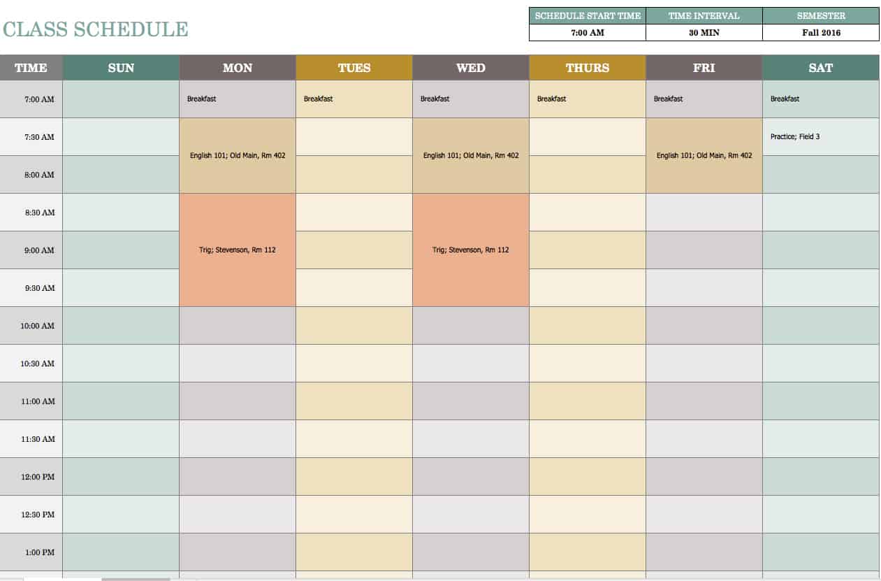 excel weekly work schedule template